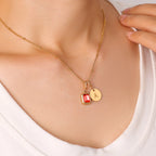 Personalisierte Kette - Geburtsstein & Initialen