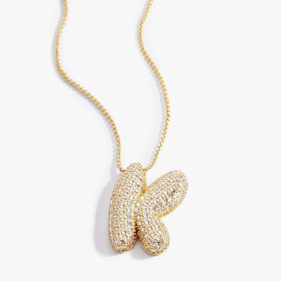 Pavé-Bubble-Initialen-Kette
