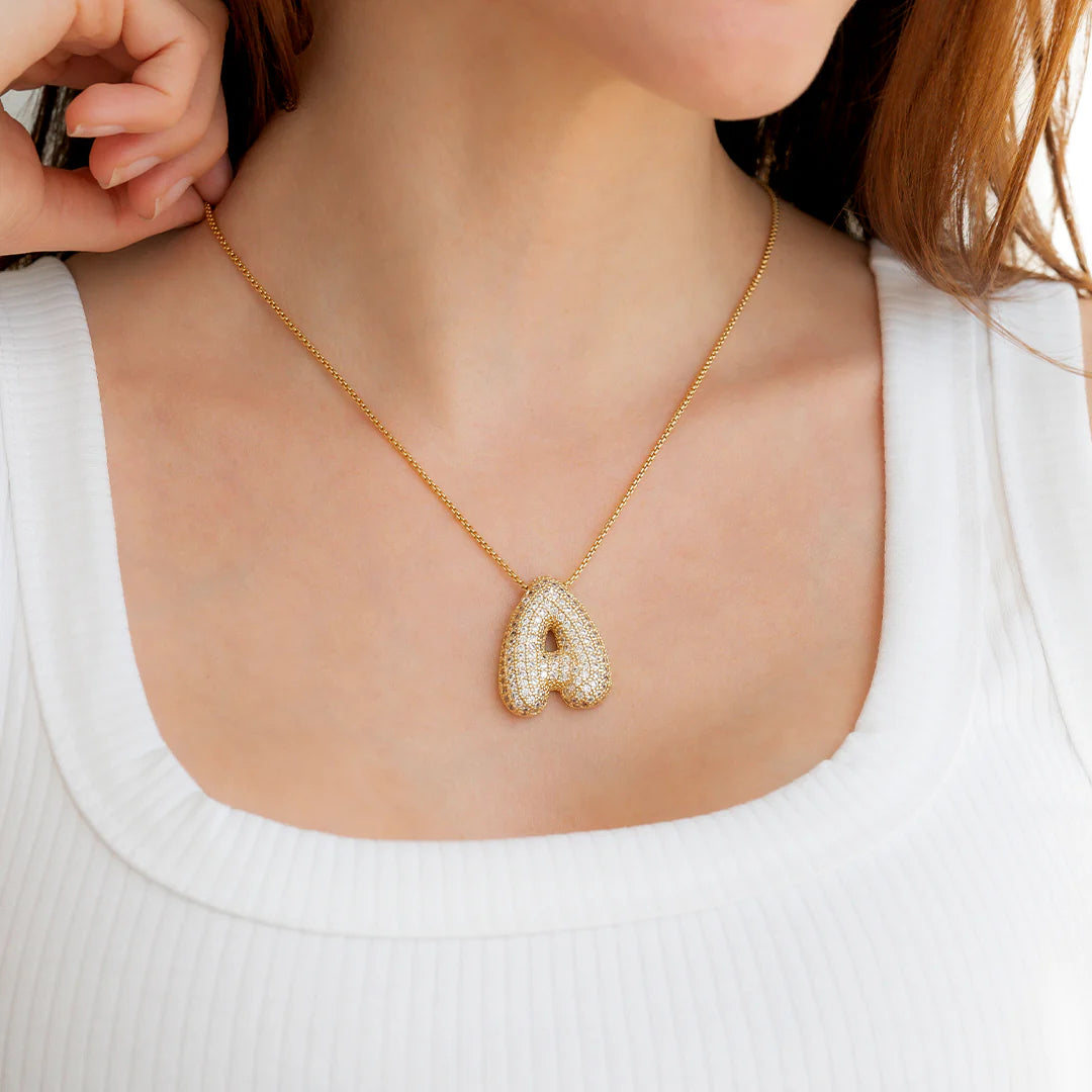 Pavé-Bubble-Initialen-Kette