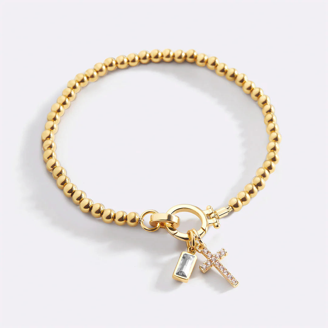 Moon Stone Love Knot Plated 18K Gold Bracelet