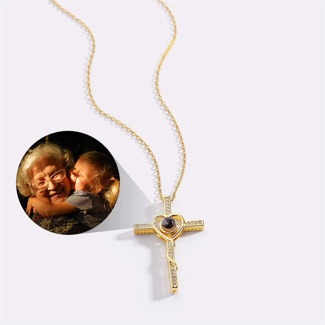Personalisierte Foto-Kette Kreuz&Herz