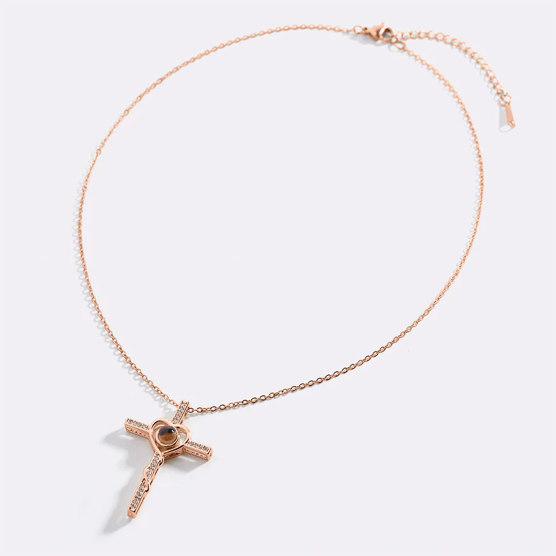 Personalisierte Foto-Kette Kreuz&Herz