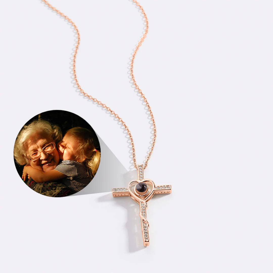 Personalisierte Foto-Kette Kreuz&Herz