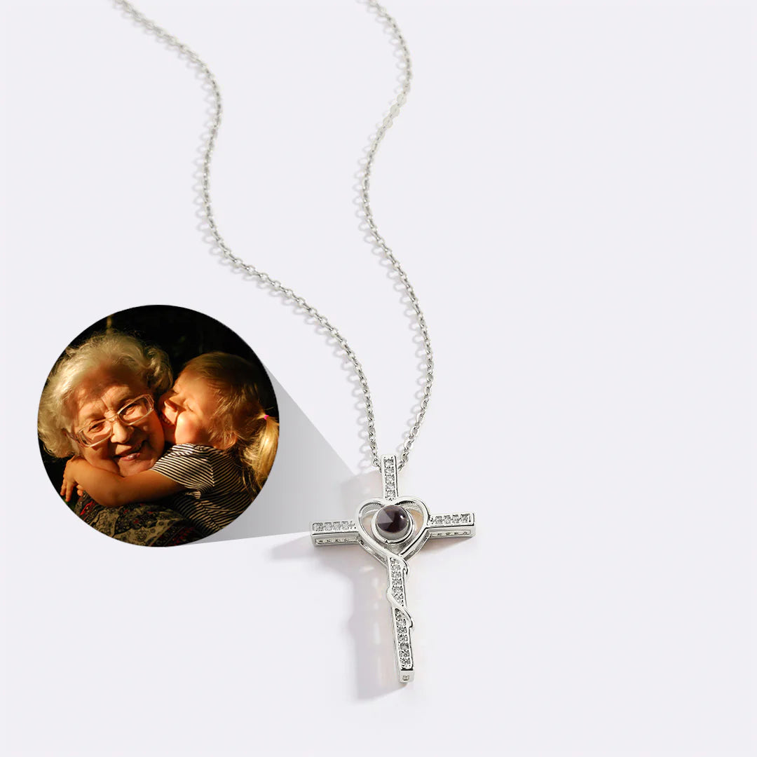 Personalisierte Foto-Kette Kreuz&Herz