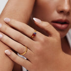 Titanium Steel Multi-Color Zircon December Birthstone Ring Plain Band Ring