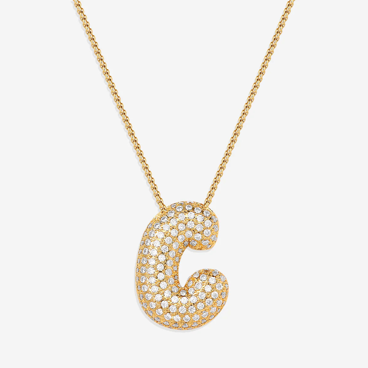 Pavé-Bubble-Initialen-Kette
