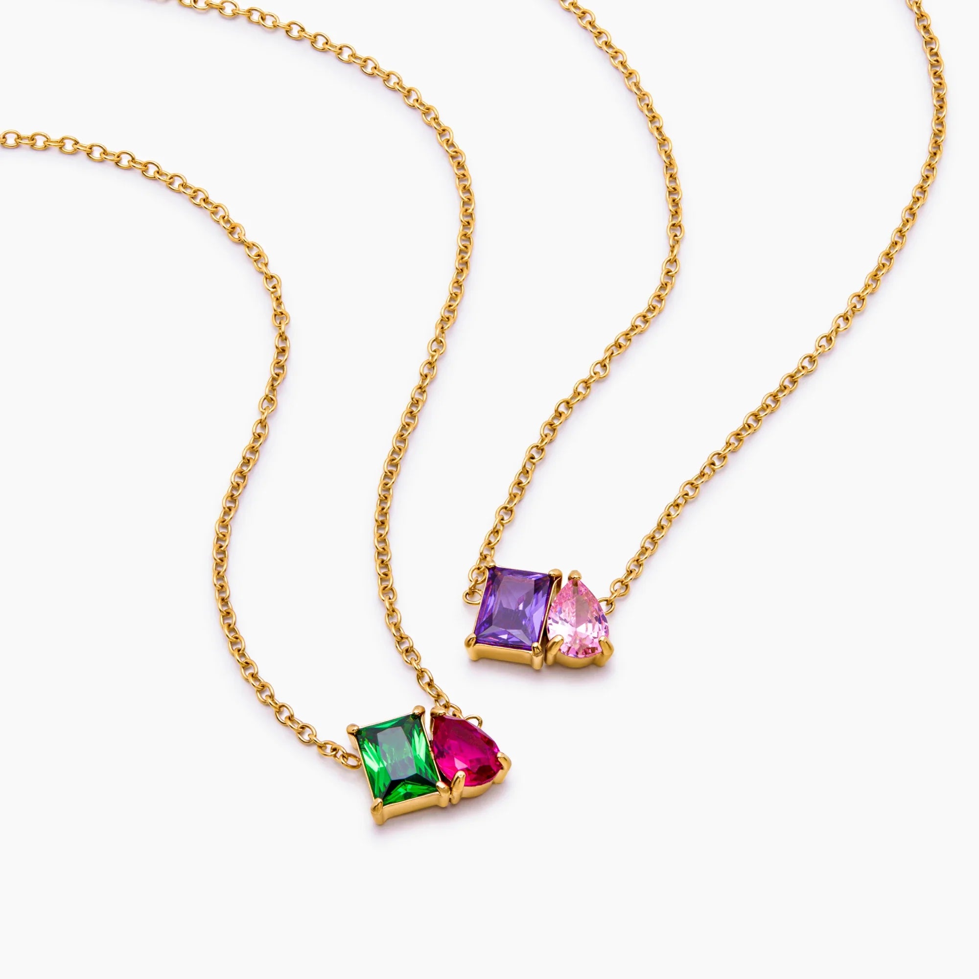 Rectangular Teardrop Zircon Simple Necklace