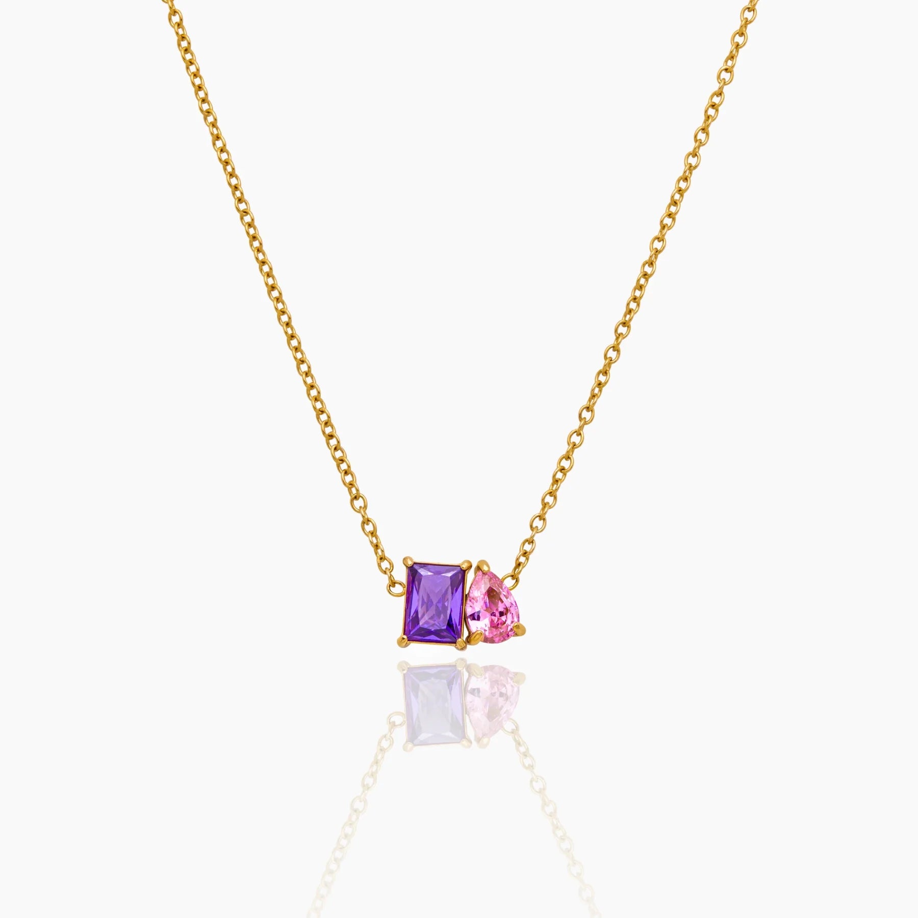 Rectangular Teardrop Zircon Simple Necklace