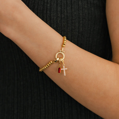 Personalisierte Armband mit Kreuz & Geburtsstein