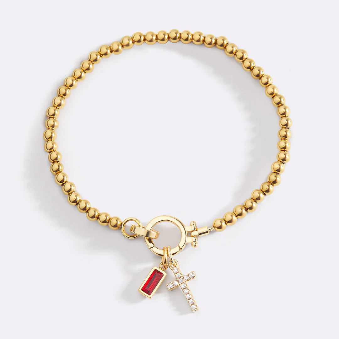 Moon Stone Love Knot Plated 18K Gold Bracelet