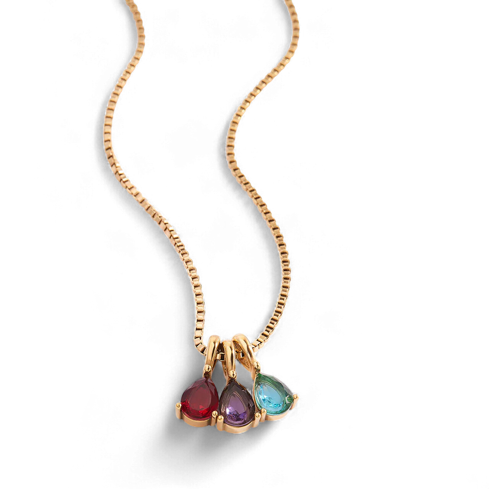 Geburtsstein Halskette mit Gravur – personalisiert & farbenfroh