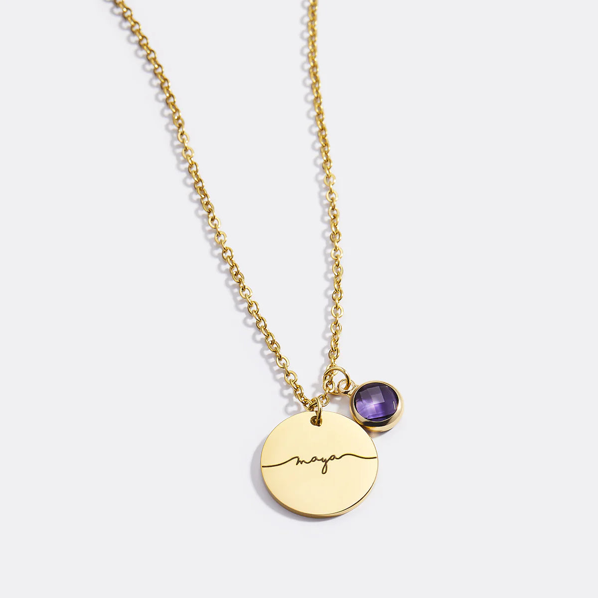 Geburtsstein Halskette mit Gravur – personalisiert