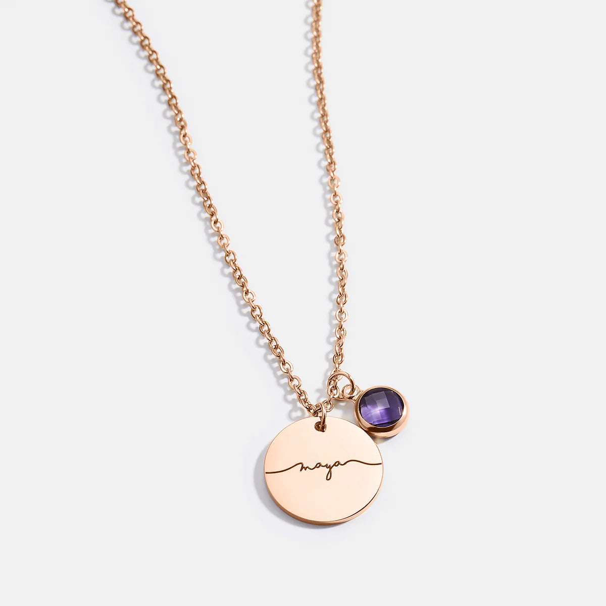 Geburtsstein Halskette mit Gravur – personalisiert