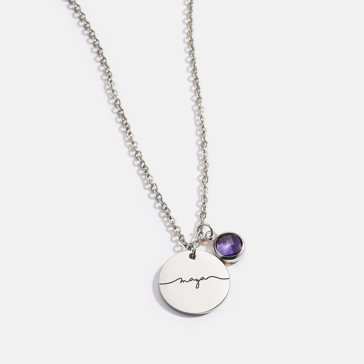 Geburtsstein Halskette mit Gravur – personalisiert