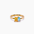 Titanium Steel Multi-Color Zircon December Birthstone Ring Plain Band Ring