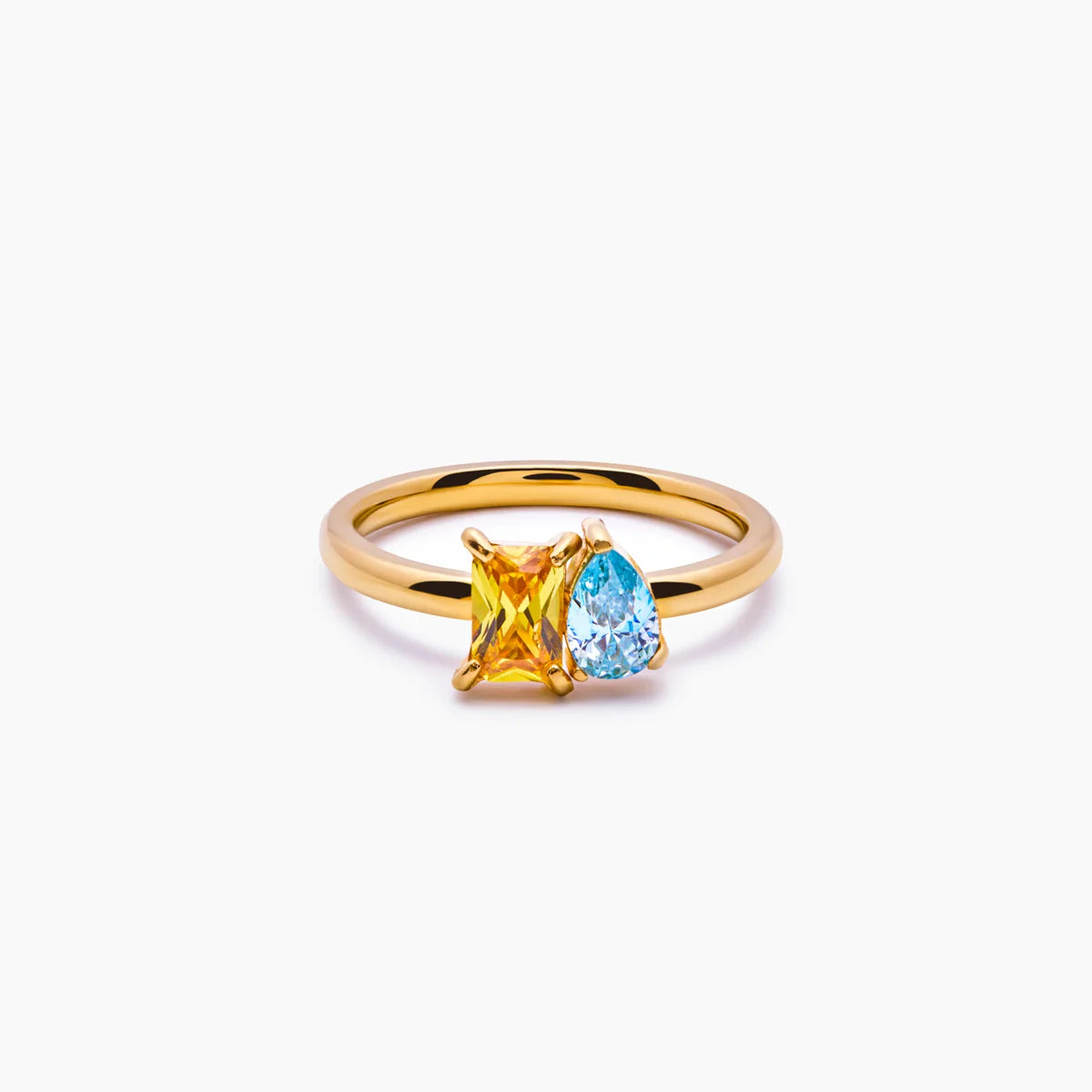 Titanium Steel Multi-Color Zircon December Birthstone Ring Plain Band Ring