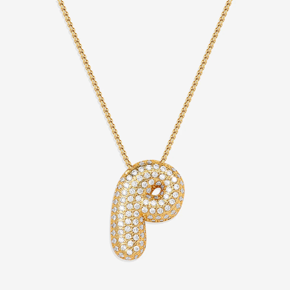 Pavé-Bubble-Initialen-Kette
