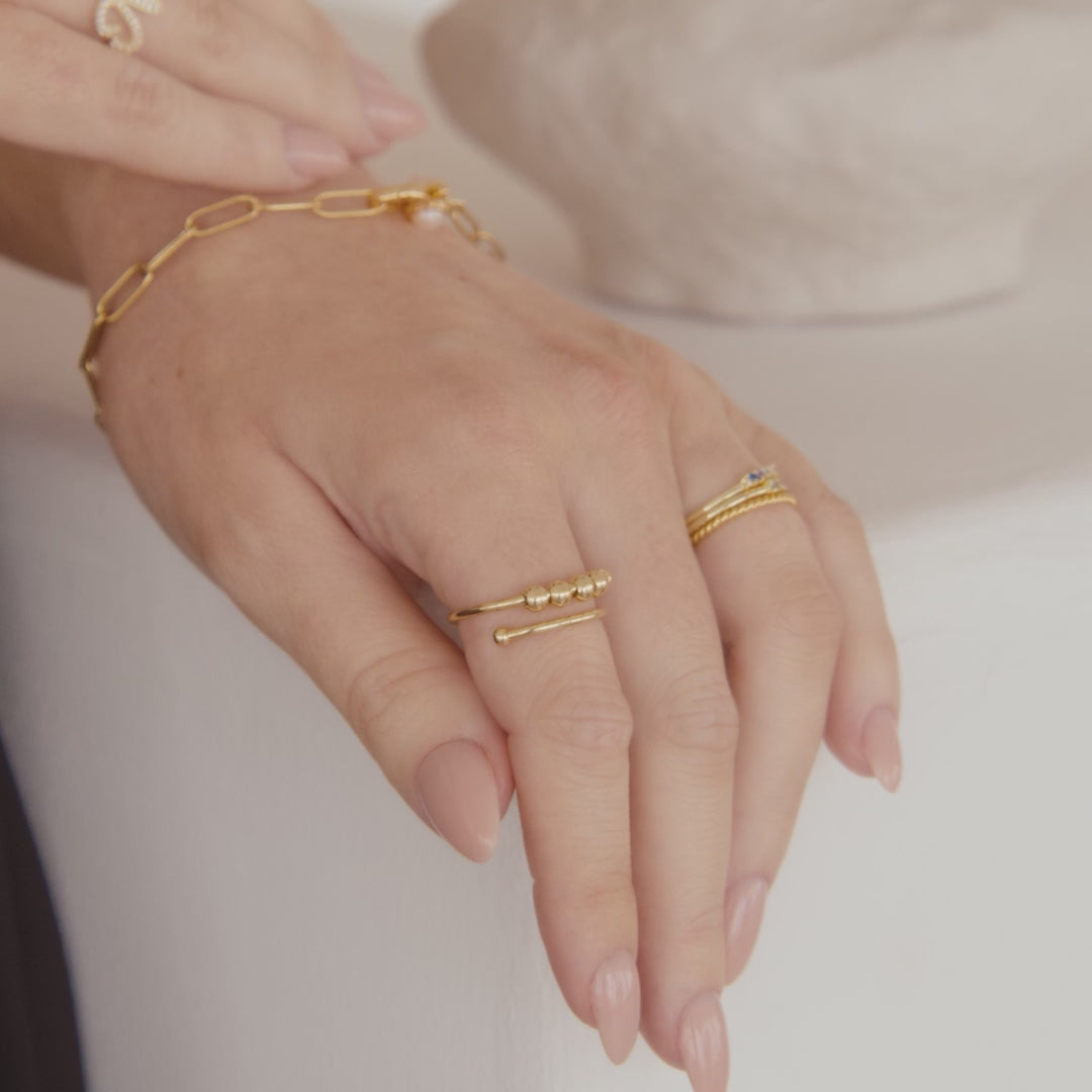 Double Layer Can Be Turned To The Bead Copper Ring