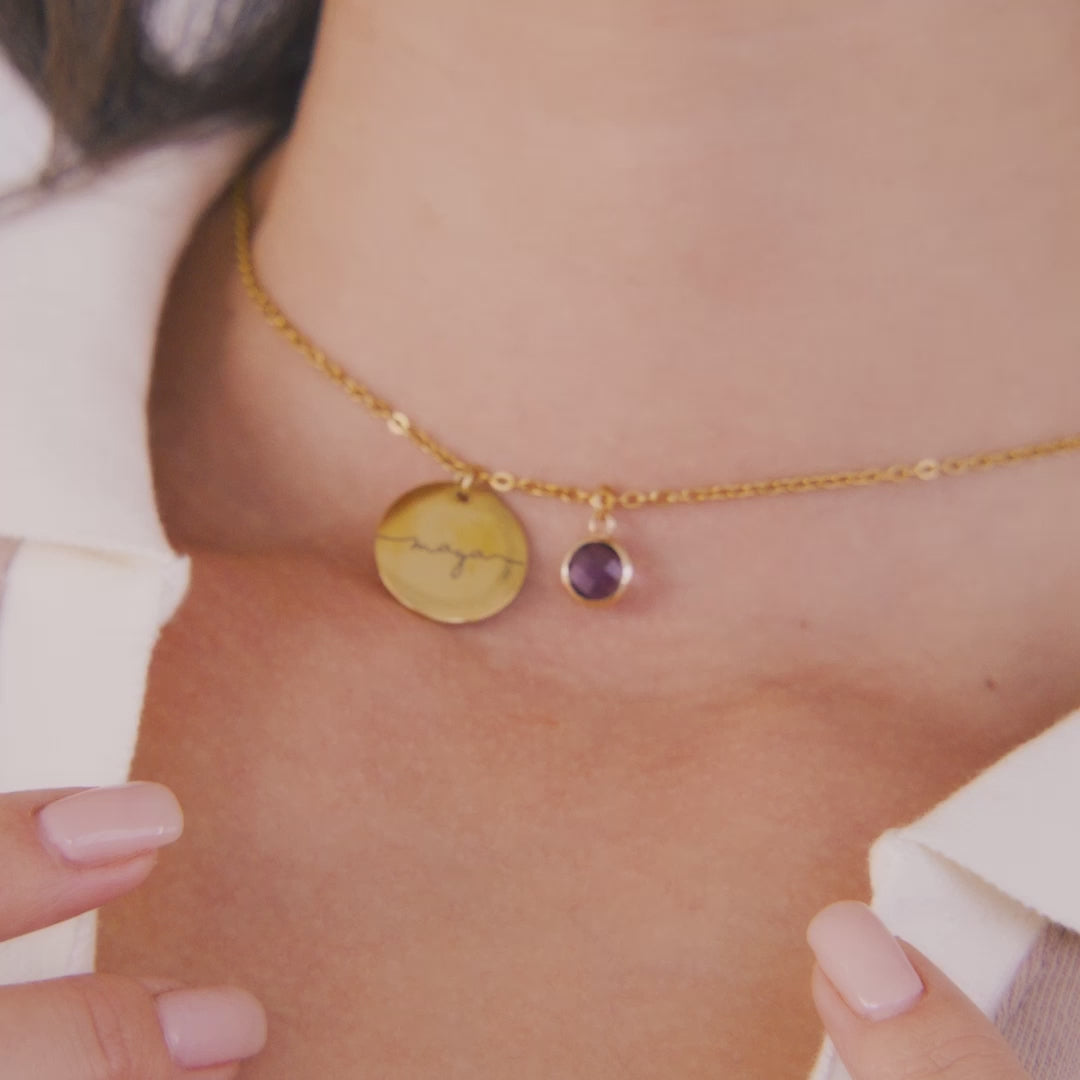 Geburtsstein Halskette mit Gravur – personalisiert