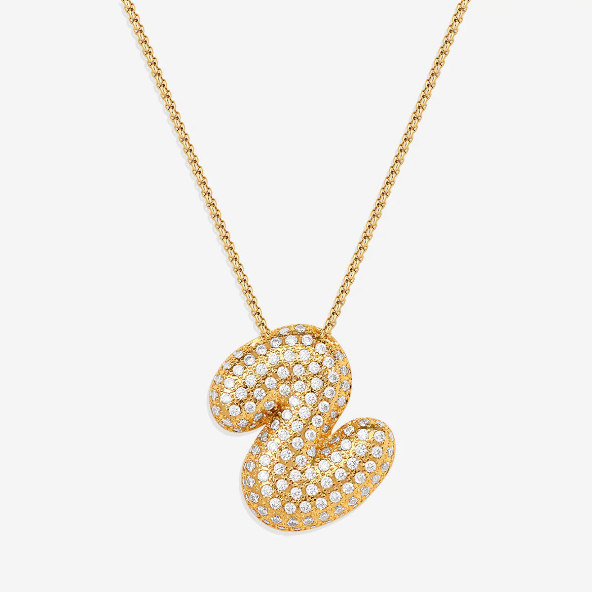 Pavé-Bubble-Initialen-Kette